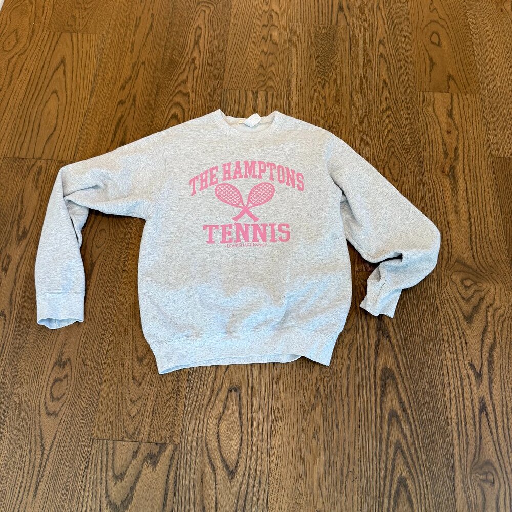 LoveShackFancy Hamptons Tennis Club Sweatshirt; Size M
